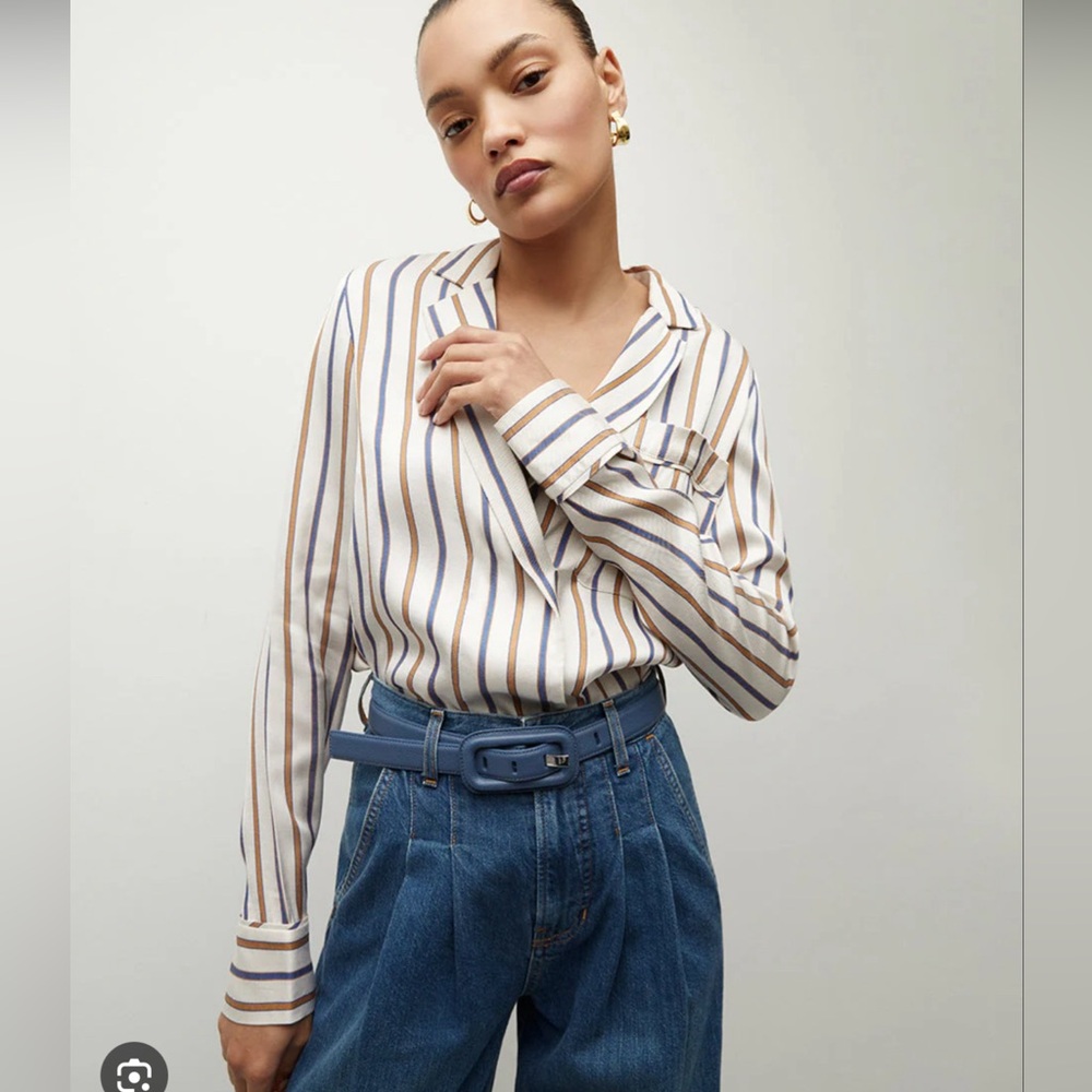 NWT Veronica Beard Striped Lusanne Blouse Size 8
